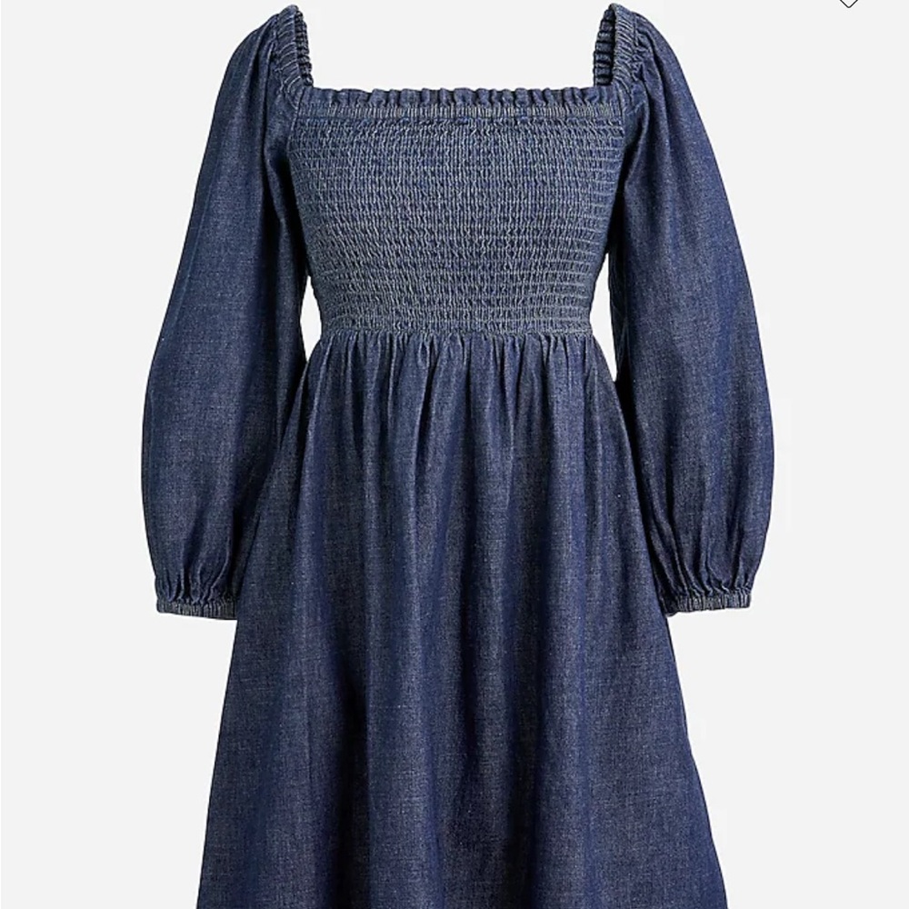 J.Crew Chmabray Smocked Long Sleeve Dress